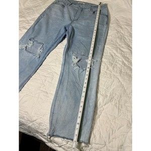Warp + Weft Distressed Boyfriend Blue Jeans, Button up,  Size 16